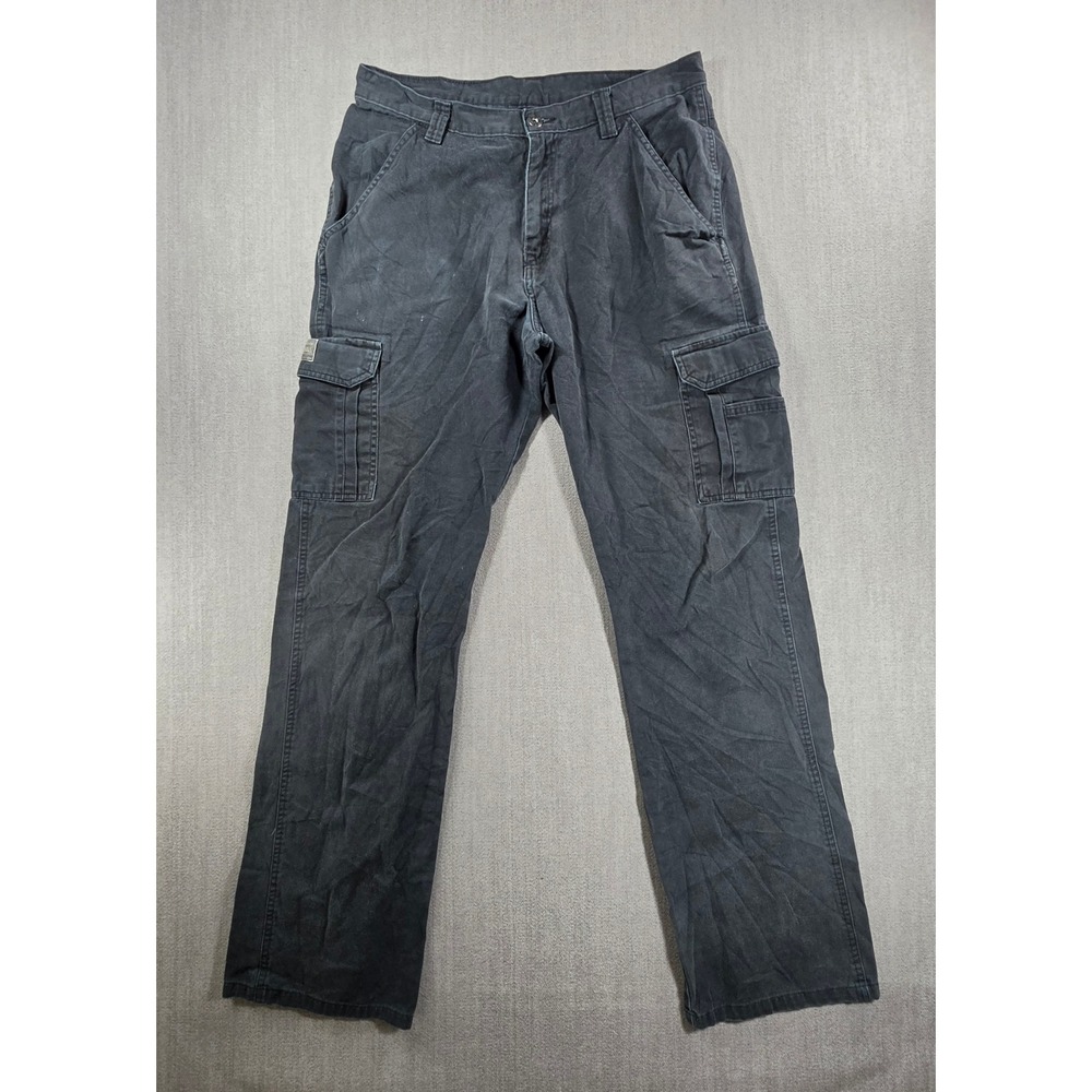 Wrangler Cargo Pants Men 32x34 Black Cotton Utility Straight Leg 700RBBL